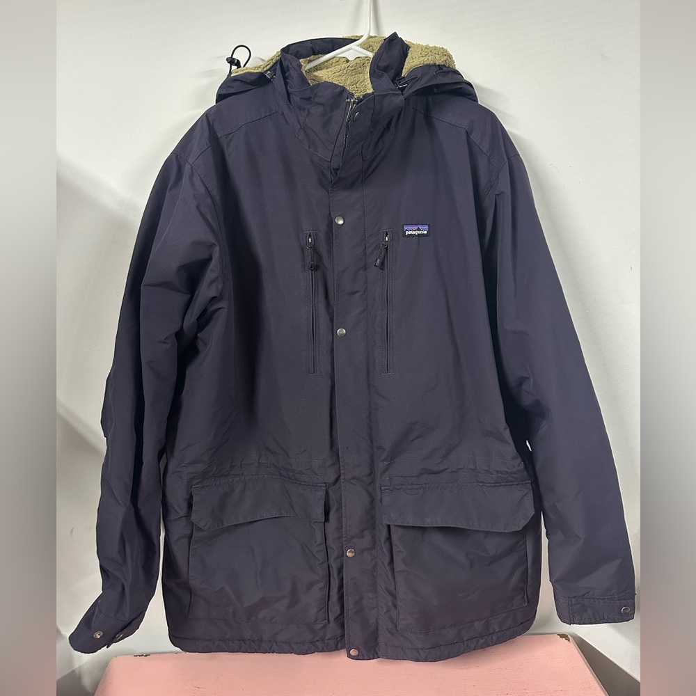 Patagonia Isthmus Parka Mens XL Sherpa Lined  Purple Jacket Winter Hooded